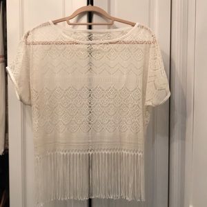 Sheer lacy crochet style crop top